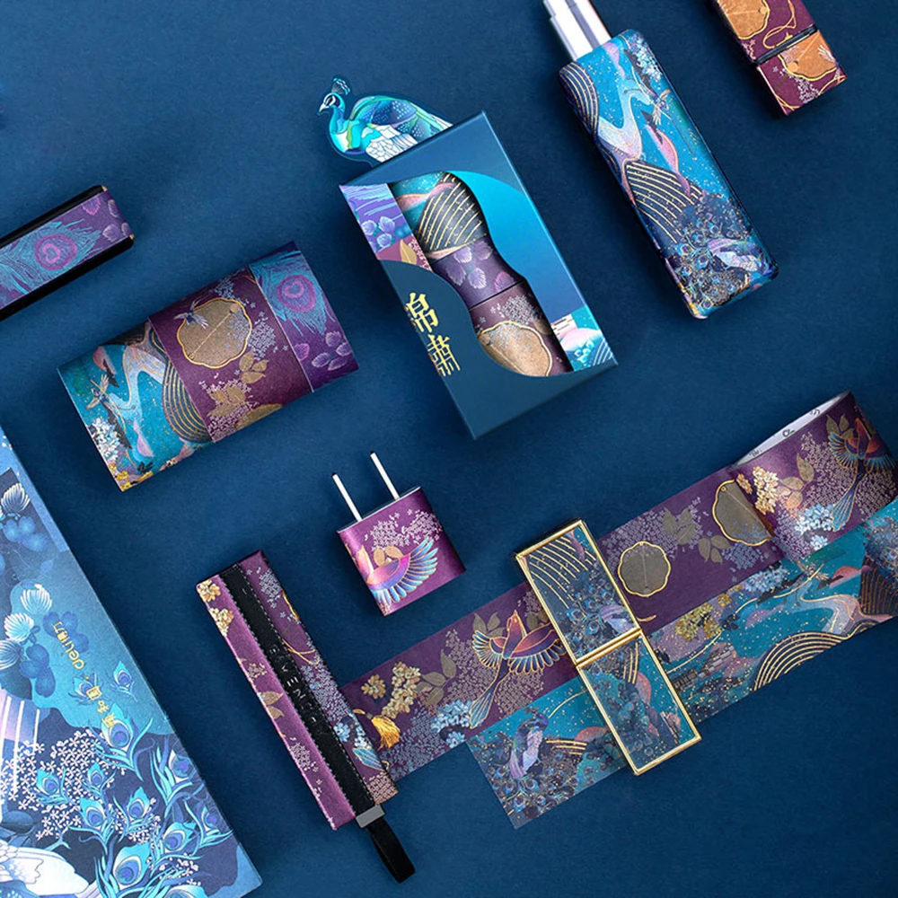 

3pcs/box Original Chinese Style Retro Peacock Palace Gold Foil Washi Tape Scrapbooking Masking Tape Decorative