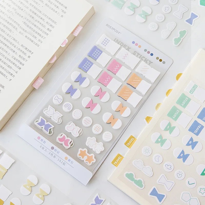 

6PCS/LOT Creative Colorful Index Sticker 160mm*100mmm DIY Planner Agenda Decoration Supplies
