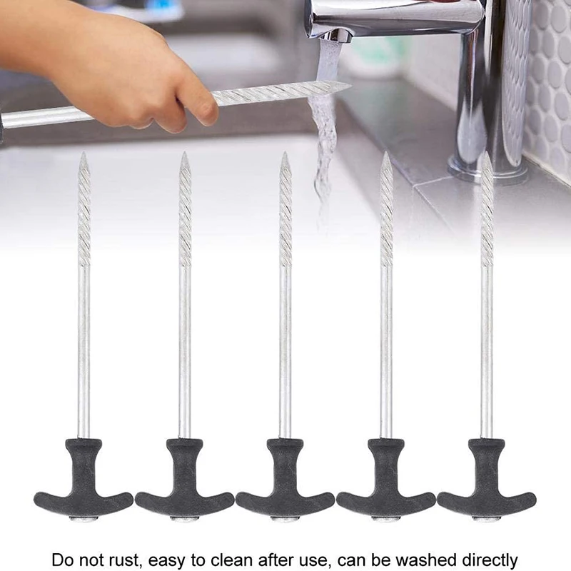 

ELOS-5 PCS Stainless Tent Pegs Heavy Duty Ground Nails Durable Camping Stakes Nail for Camping Windproof