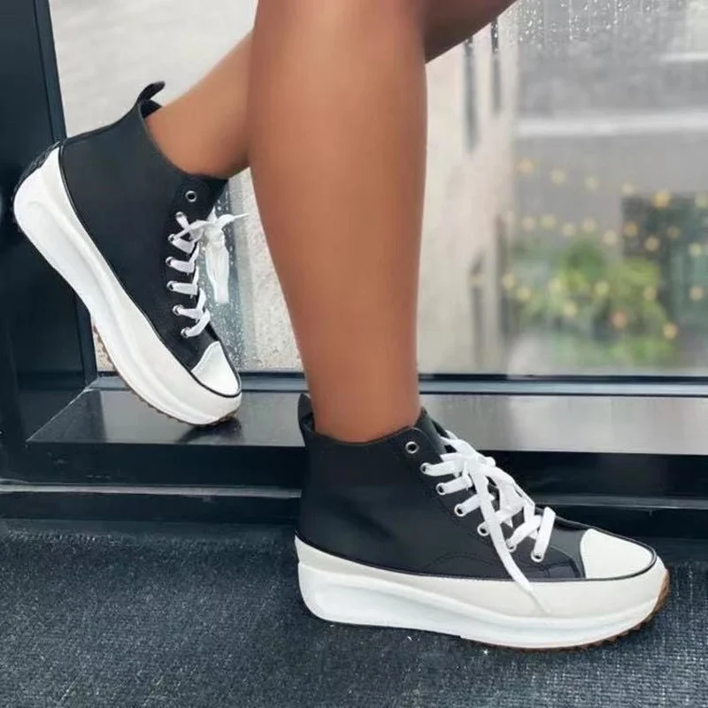 

2021 Women's Canvas Shoes Fashion All-match Thick-soled High-Top Canvas Shoes Women's Comfortable Wearable Casual Sports Shoes
