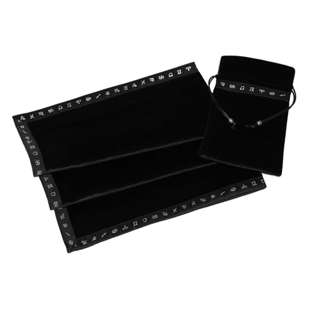 

Astrology Tarot Table Cover Divination Velvet Cloth with Pouch Bag 65x65cm