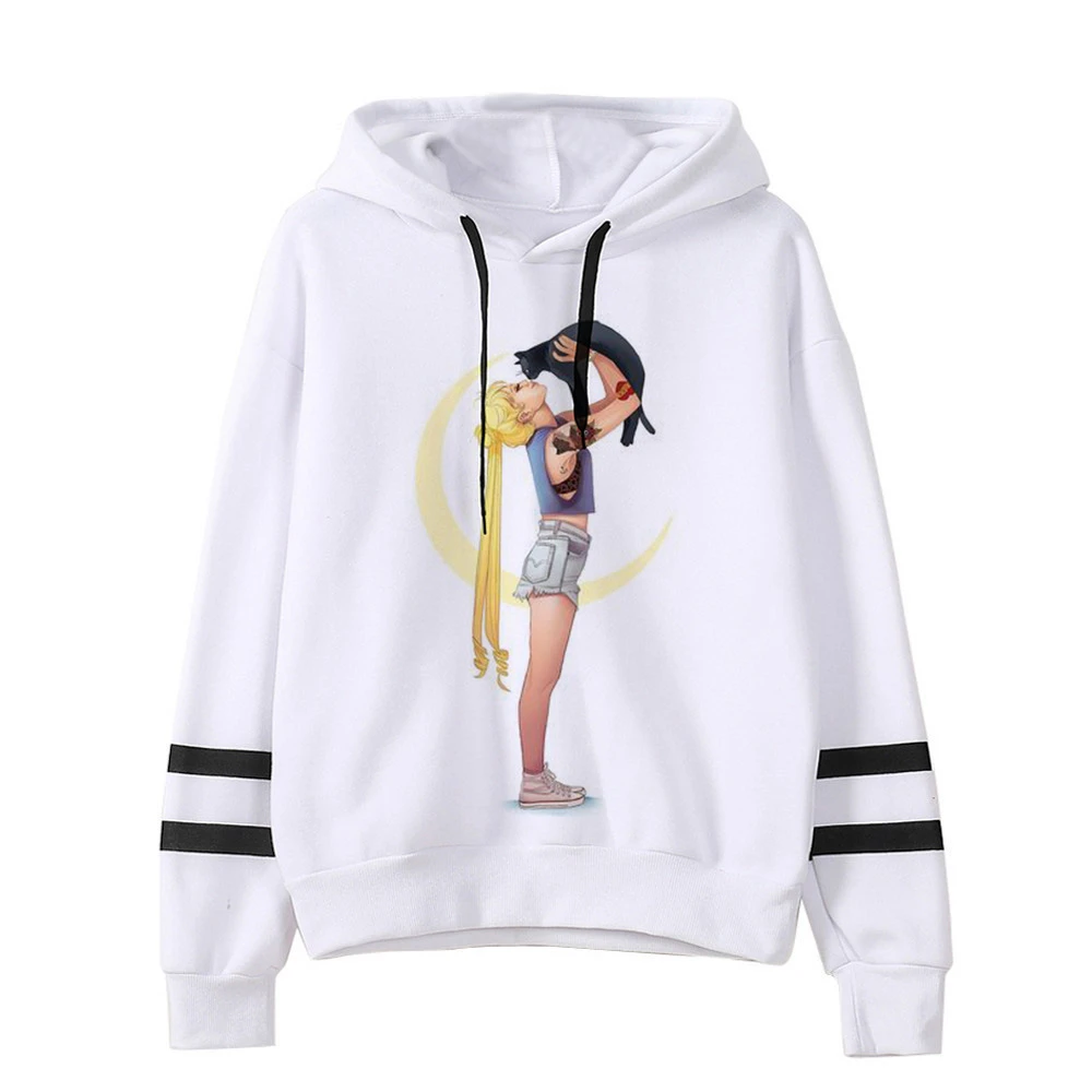 Сейлор свитшот с Луной кошкой Харадзюку корейский стиль ulzzang kawaii 90s мультфильм одежда пуловеры негабаритных с капюшоном уличная - Цвет: 3062