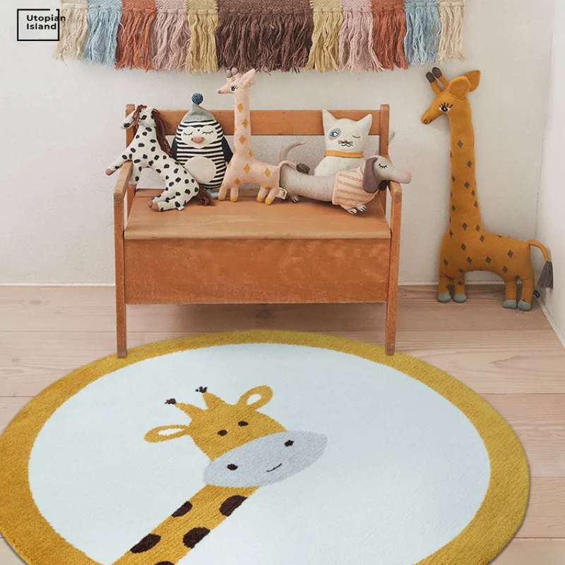 Пушистый Ковер для гостиной круглые коврики спальни Детский ковер ползания
