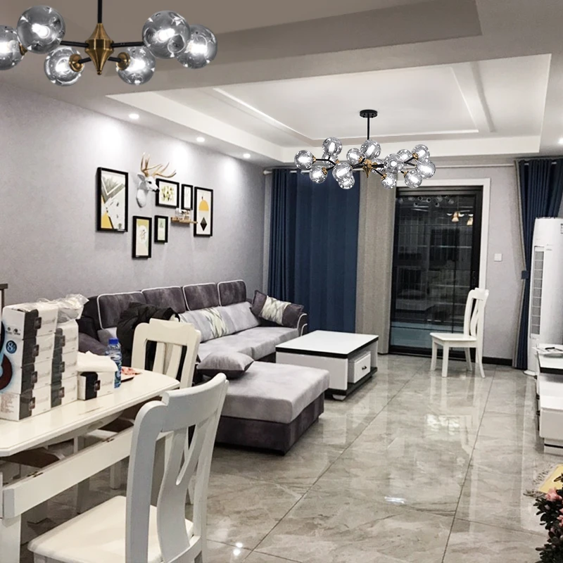 Современная Подвесная лампа светильник с дымчатым серым оттенком освещение для