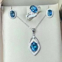 classic retro 925 sterling silver london blue topaz earring ring pendant or set jewellery