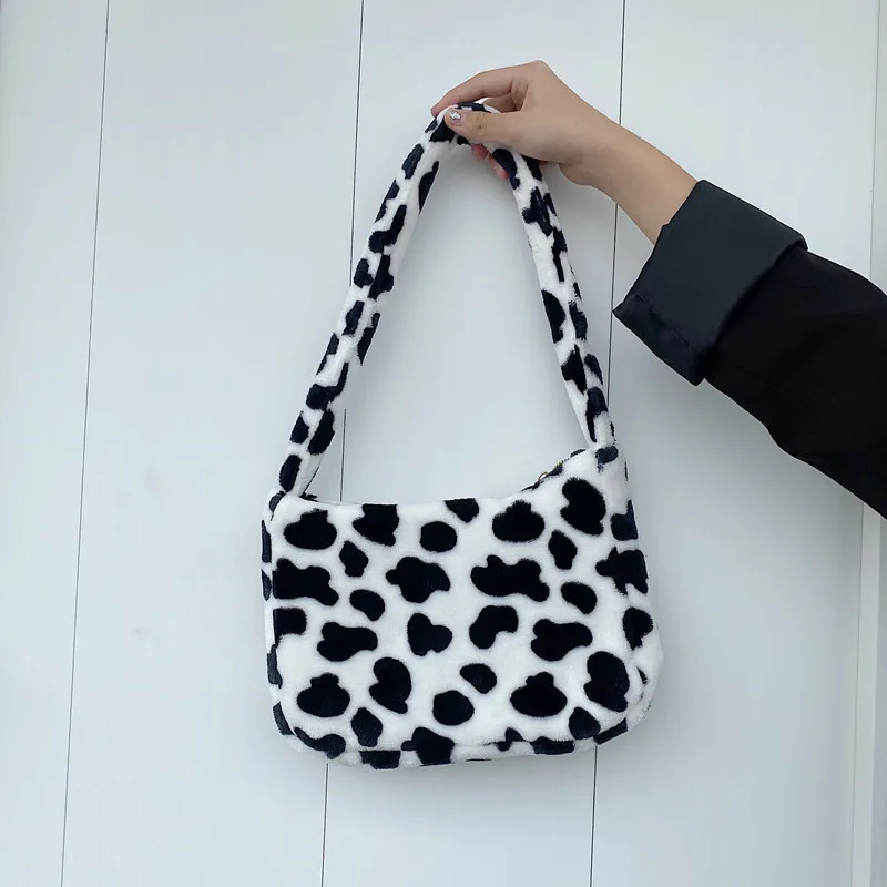 

Women Handbags Simple Cow Printed Shoulder Bag for Women Solid Color Casual Female Handbag Fashion Street Bags Hand Bag