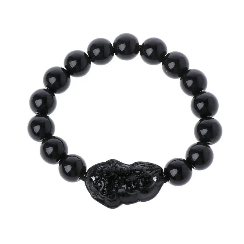 1 (Beads size 10mm) Браслет унисекс из ОБСИДИАНОВЫХ камней и бусин, китайский браслет FengShui Pi Xiu, меняющий цвет, браслет, хороший браслет, приносящий удачу, цепочка для мужчин и женщин - Окраска металла: 1 (Beads size 10mm)