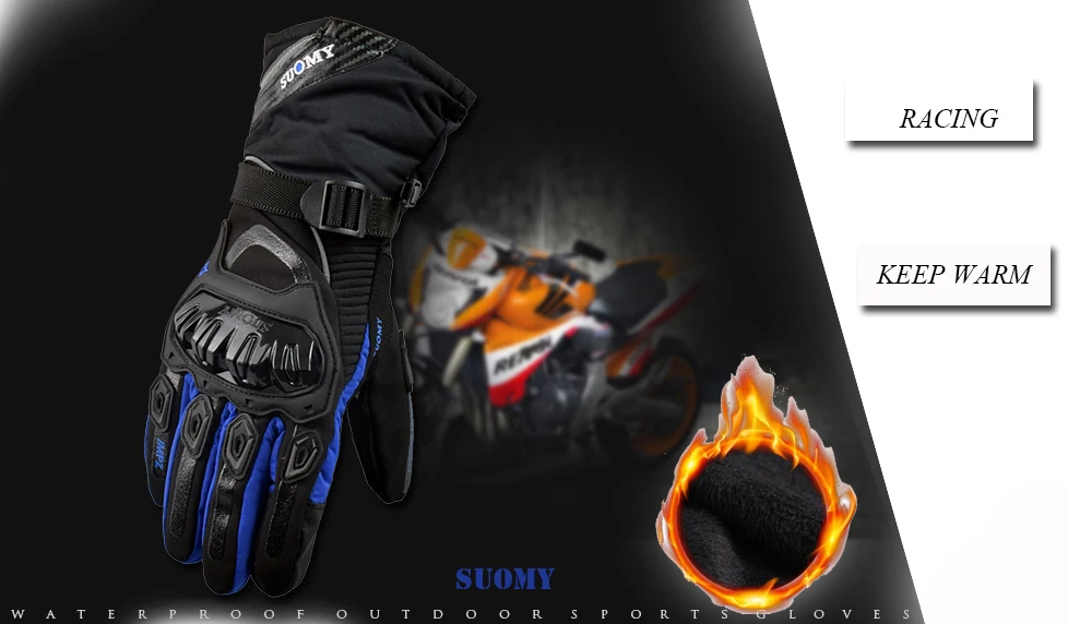 Suomy moto rcycle перчатки Для мужчин Для женщин Сенсорный экран Водонепроницаемый Утепленная одежда защитные перчатки Guantes moto luvas para moto