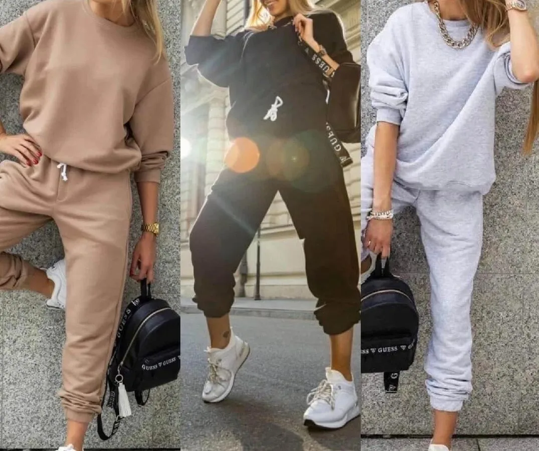 

Casual Tracksuit Two Piece Set Women Tops and Pants Outfits Autumn Women Cotton Solid Sweatpants Set Women Pullovers