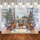Фон для фотосъемки Laeacco с рождественскими мотивами, с изображением камина и куклы, подарочные носки