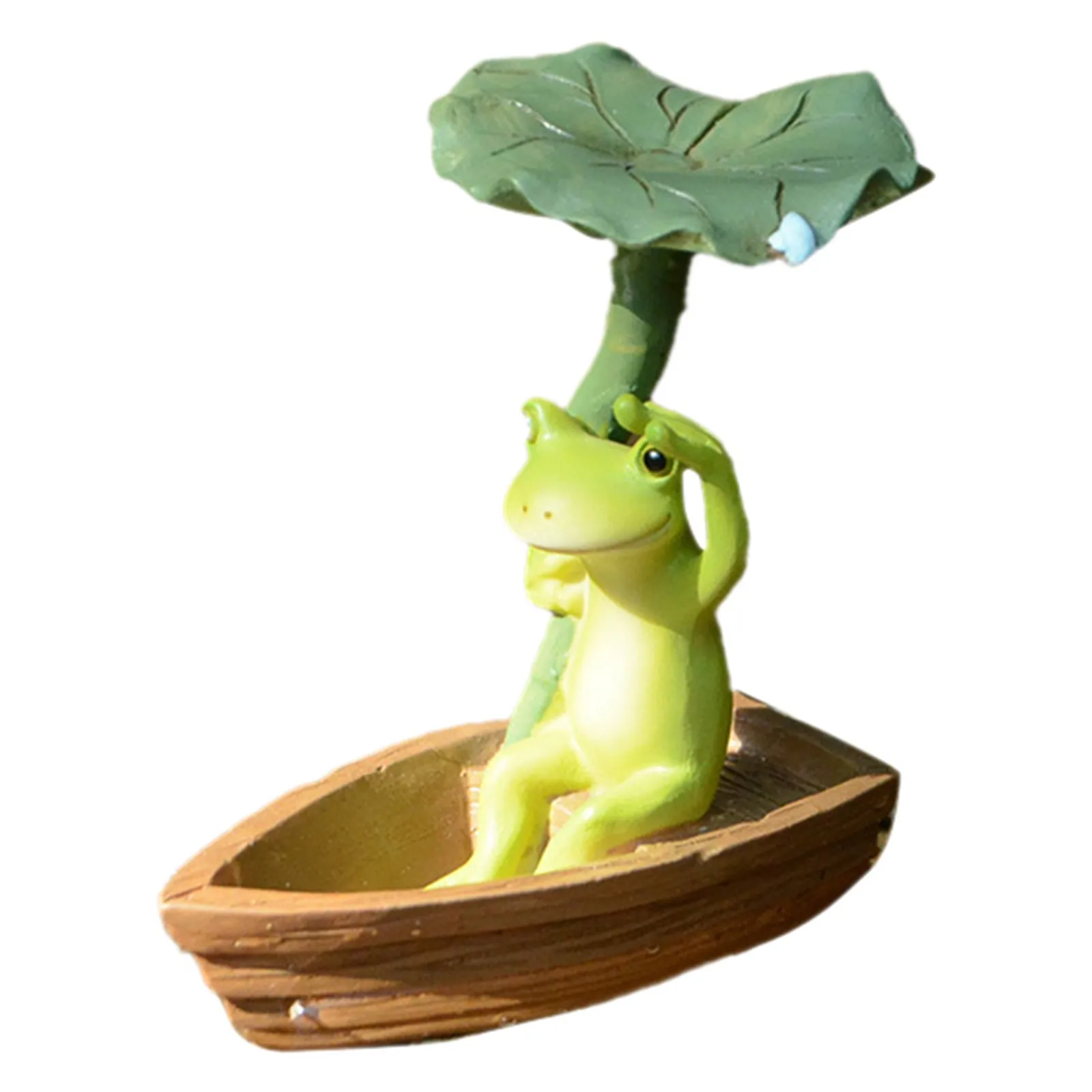 Кавайное украшение в виде лягушки листьев лотоса уличные садовые статуэтки