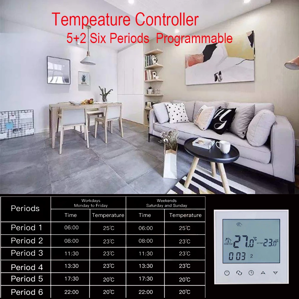 Vancoo сенсорный ЖК дисплей комнатный термостат для электрического подогрева пола