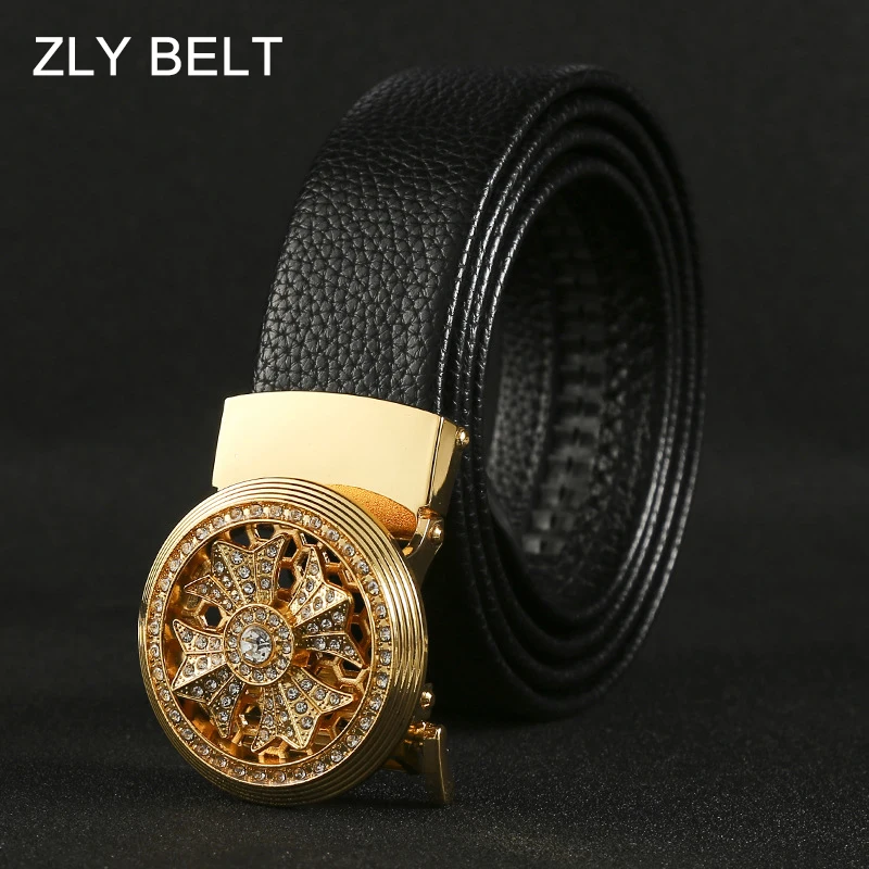 ZLY Fashion Hot Selling Belt Women Men PU Leather Material Metal Rotatable Buckle Quality Luxury Brand Designer Waistband Belt