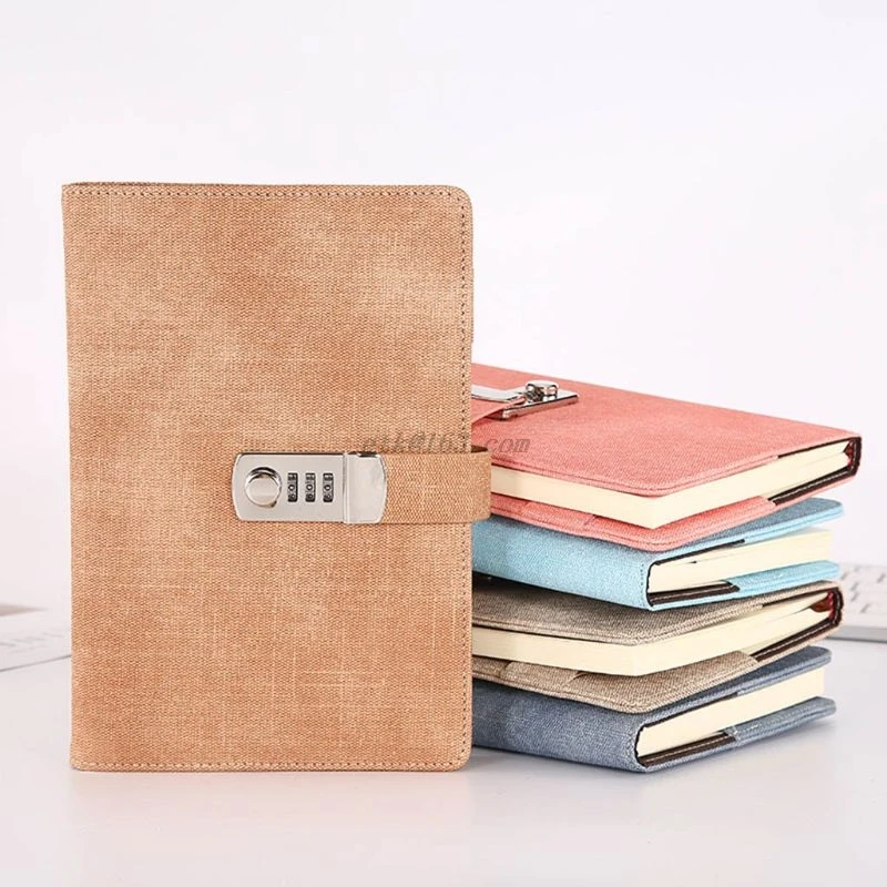 

A5 Notebook with Password Lock Leather Agenda Diary Week Planner Notepad School Stationery Travel