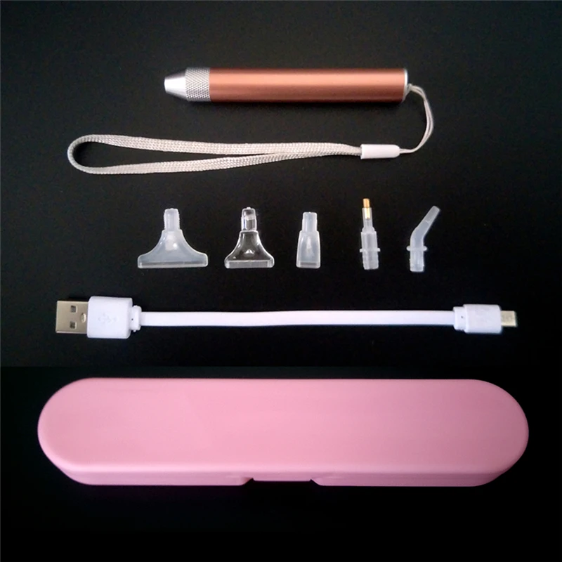

USB Rechargeable Luminous DIY Embroidery Dot Point Drill Pen Charm Diamond Painting Tool Kit 5D Diamond Drawing Pens