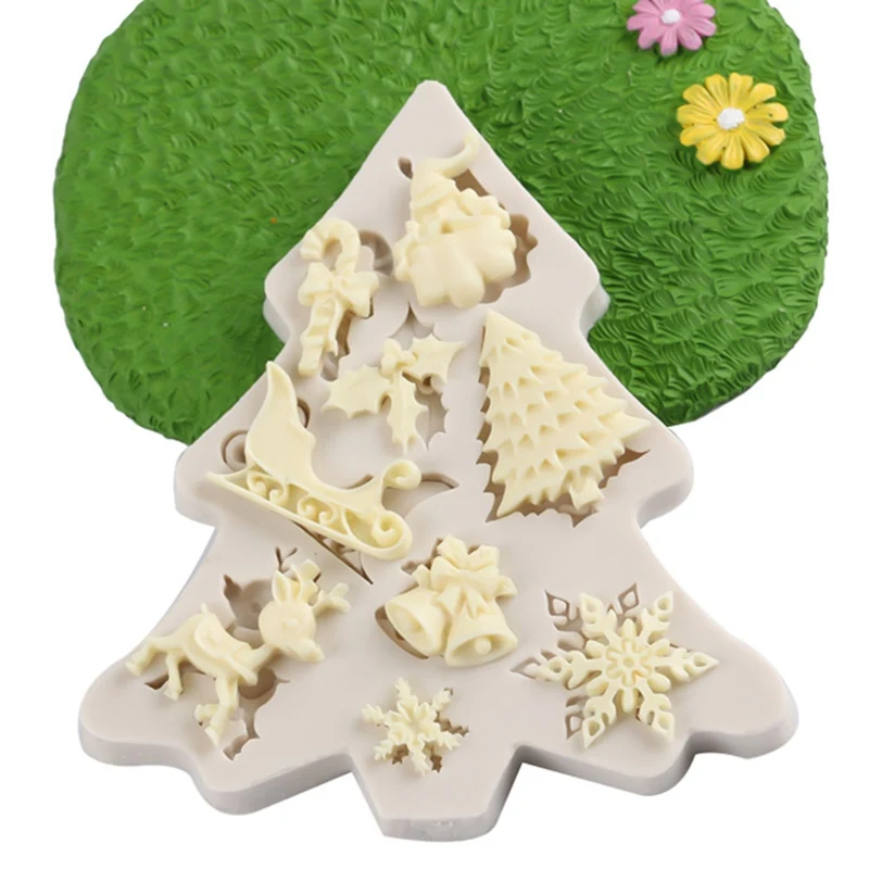 1 шт. Рождественская елка Санта Клаус Снежинка из силиконы штамповый торт форм