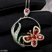 kjjeaxcmy fine jewelry 925 sterling silver inlaid natural ruby female pendant necklace noble support test