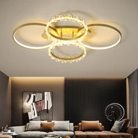 modern light luxury simple crystal led ceiling lamp personality nordic led circular living room bedroom creative ceiling lamp