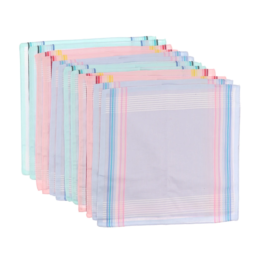Multicolor 12 штук, винтажный влагоотводящий платок, хлопок, карманный квадратный платок, маленький карман, Платок для мужчин и женщин - Color: Multicolor