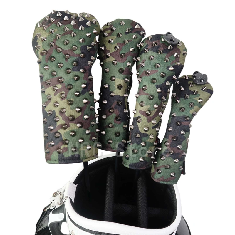 

NRC Golf Headcovers Rivets Golf Club Covers For Driver Fairways #3 #5 Hybrids Camouflage Quality 135ut Woods Heads Golf Covers