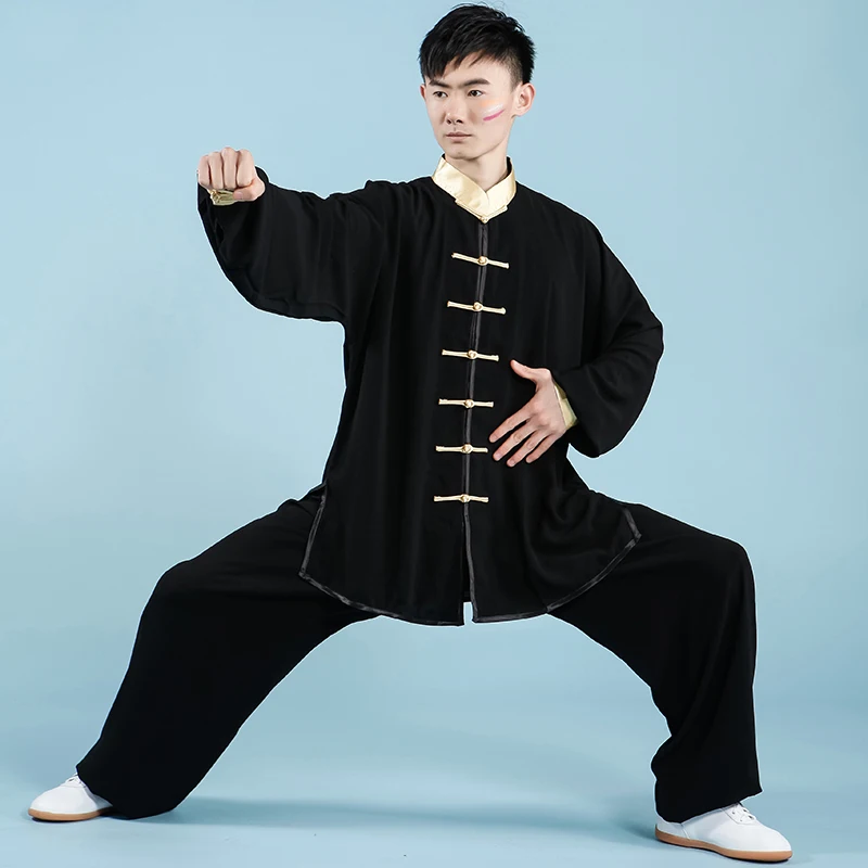Спортивный костюм унисекс Wushu винтажная однотонная Свободная рубашка с длинным