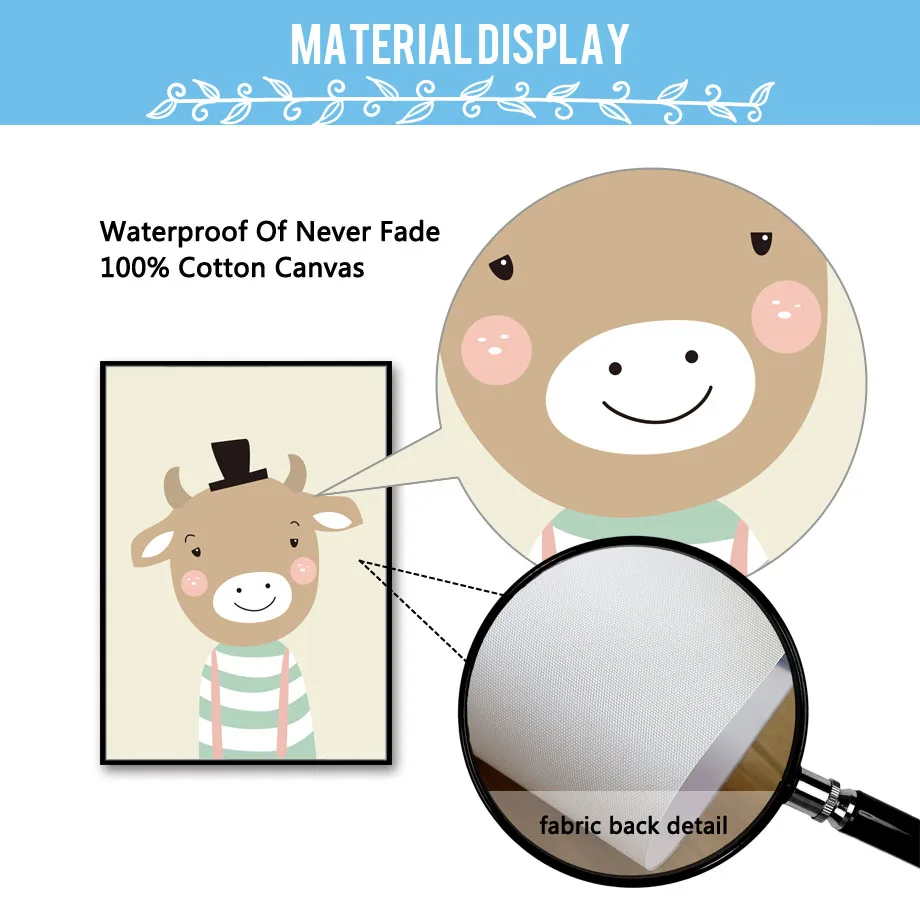 

Rabbit Cow Lion Giraffe Cat Nordic Poster Wall Art Canvas Painting Nursery Animal Wall Cartoon Print Pictures For Baby Kids Room