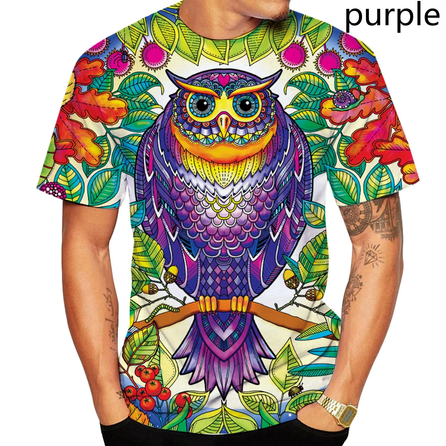 Футболка с 3D-принтом персональных животных Совы топы высокого качества коротким