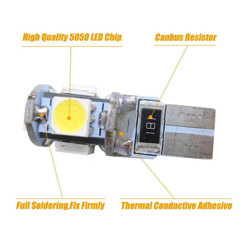 2x W5W T10 Светодиодные CAN-шины без ошибок 5050 SMD Автомобильные габаритные огни