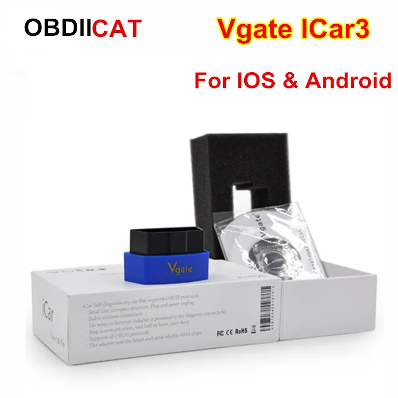 Elm327 Vgate iCar3 Bluetooth OBDII OBD2 ELM327 iCar 3 диагностический интерфейс для Android PC Низкая цена