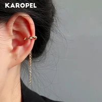 2021 new korean retro metal c shaped chain tassel ear bone clip without pierced ear cuff for woman girls aesthetic jewelry
