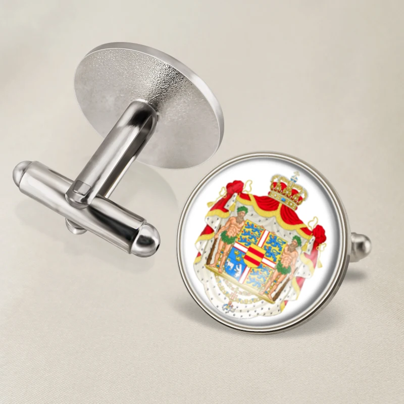 Герб Дании датская карта флаг Государственный герб запонки|Зажимы для галстука и