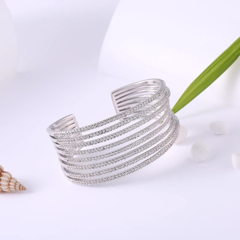 Модные Роскошные штабелируемые манжеты для женщин свадебные ювелирные изделия с