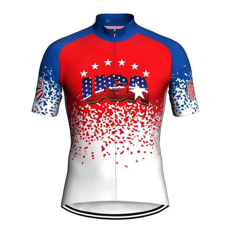 

Outdoor Cycling Jersey Jacket MTB Bicycle Wear Mountain Short Shirt Maillot Ciclismo Sport team Full Zipper USA Men's Style Top