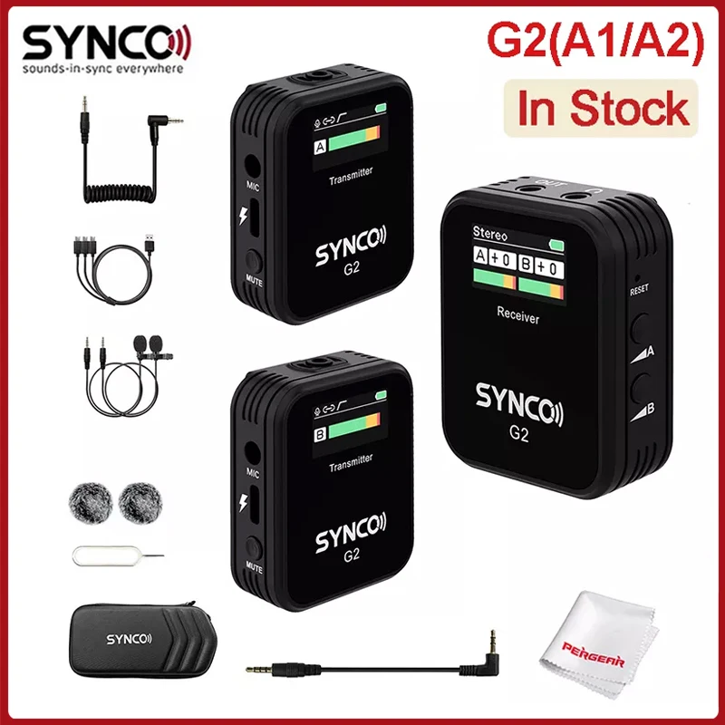 

Беспроводной петличный микрофон SYNCO G2 G2A1 G2A2, 2,4 ГГц, для беззеркальная камера DSLR смартфонов, видеокамер, аудио PK G1A1 G1A2