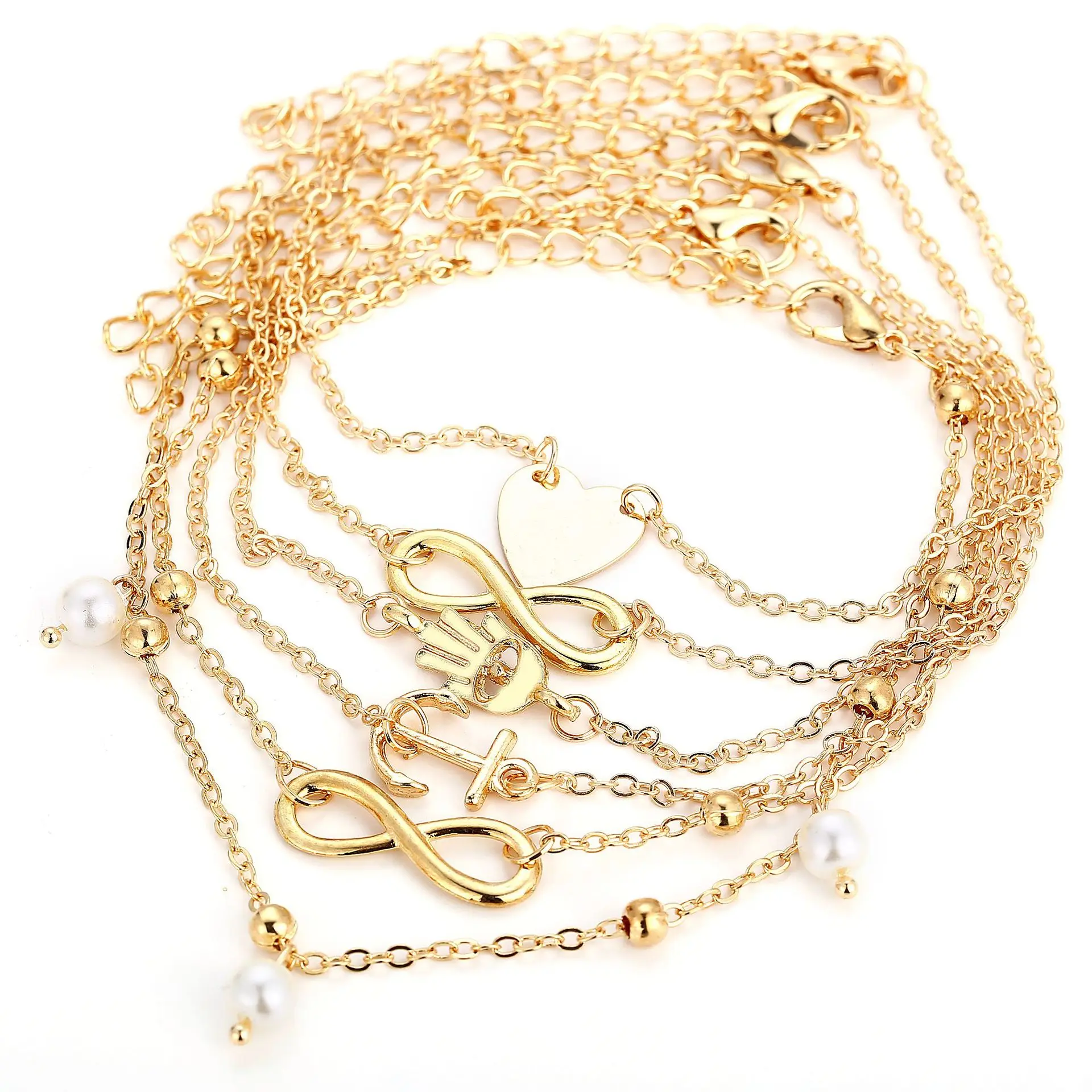 

Europe and the United States cross-border simple alloy coconut shell anklet for women beach foot ornaments bracelet sets