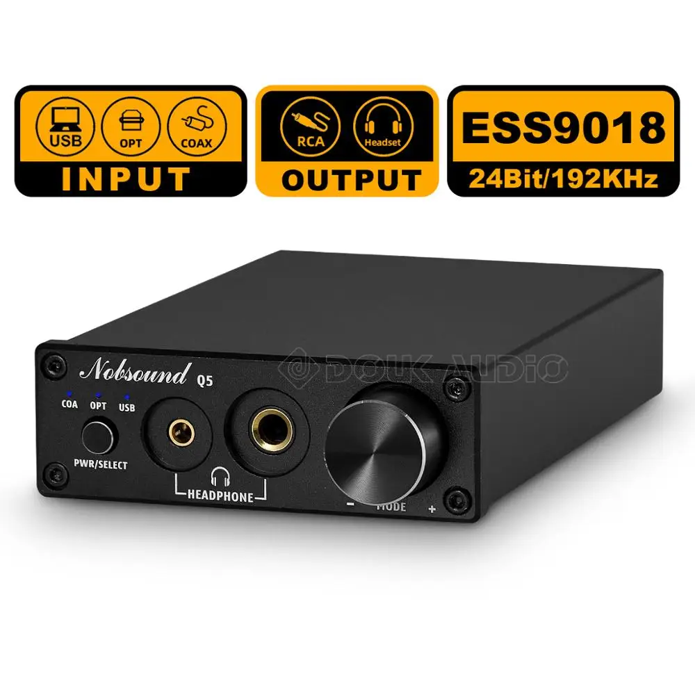 Nobsound Mini ESS9018 USB DAC OPT/COAX Digital to Analog Converter Headphone Amp 24Bit/192kHz