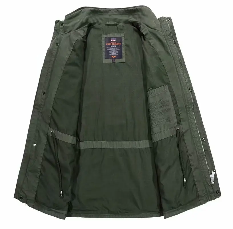 

New Autumn 2020 Winter Denim Long Jacket Men Cotton Stand Collar Multi-pocket Casual Men's Windbreakers Jacket XXXL 4XL