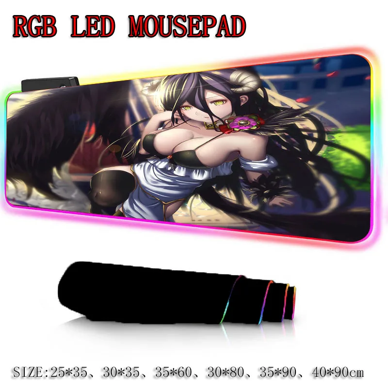 

Overlord Sexy Girl RGB Gaming Computer Mousepad Large Mouse Pad Gamer Desk Mouse Mat Led Mause Pad Backlit Keyboard Mice Mat