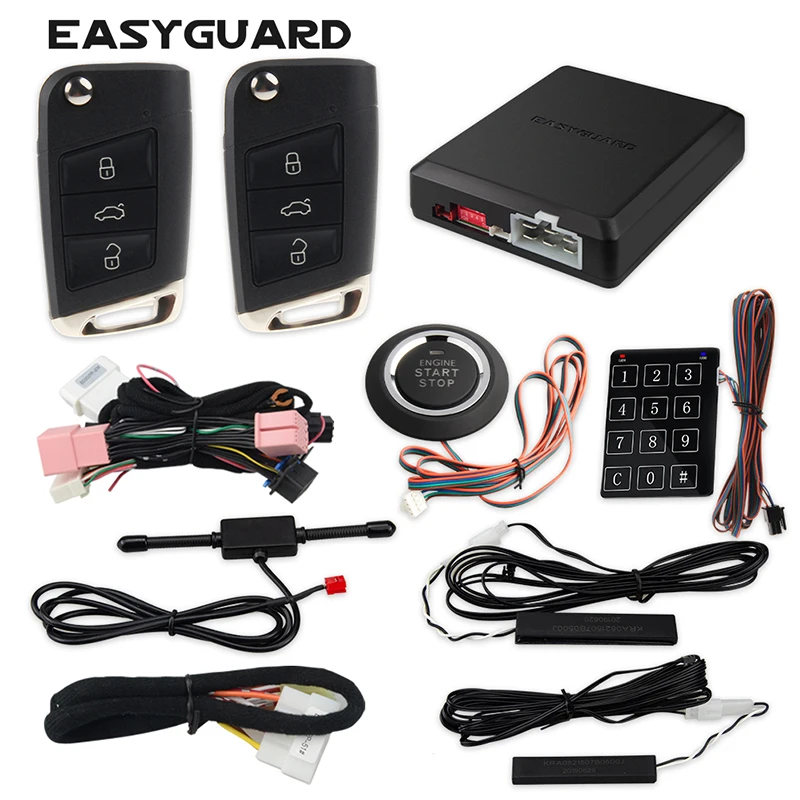 EASYGUARD CAN BUS Plug & Play fit for VW Polo CC Lamando 2010-2019 PKE car alarm system remote starter push button stop