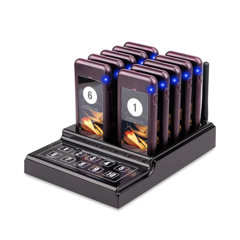 Беспроводная система вызова пейджеры для ресторана подкачки очереди 10 зуммеров