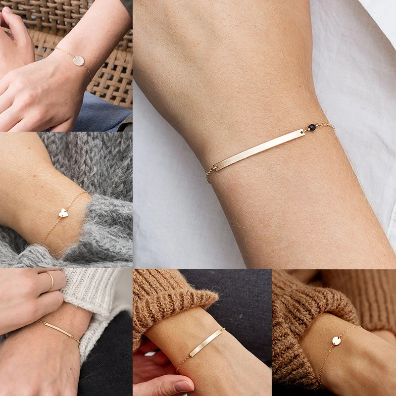 Браслеты для женщин Мода поп браслет из нержавеющей стали регулируемая цепочка