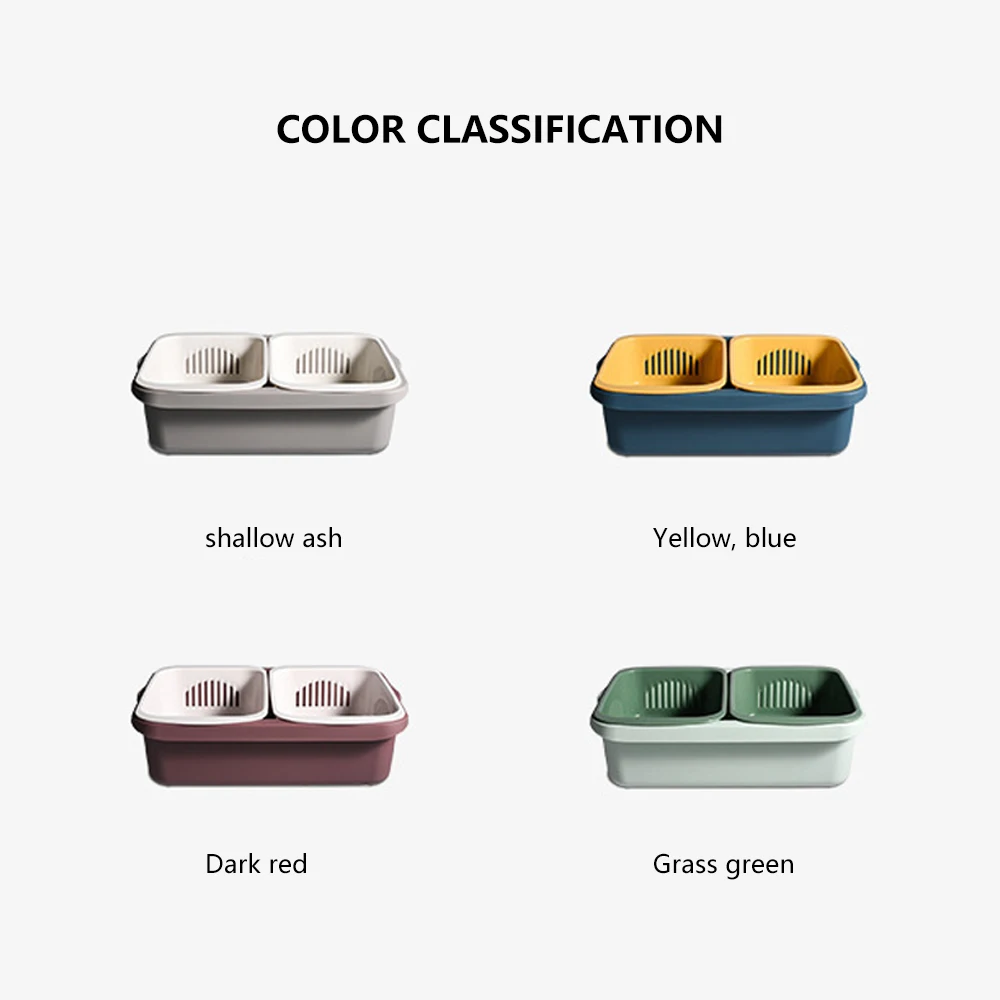 

Kitchen Colander Fruit Vegetable Washing Basket Double Drain Basket Bowl Washing Storage Basket Vegetable Cleaning Tool