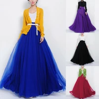 womens high waist multi layer tulle long maxi tutu skirts party holiday dress
