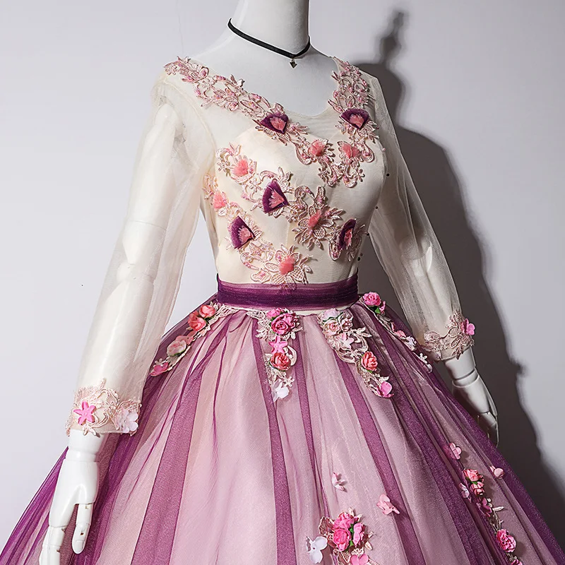 Бальное платье Gryffon Quinceanera винтажное кружевное с длинным рукавом и вышивкой для