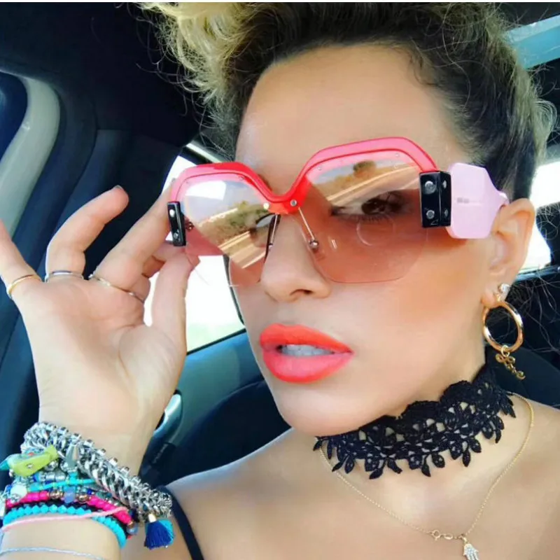 Очки солнцезащитные женские без оправы винтажные Роскошные брендовые солнечные