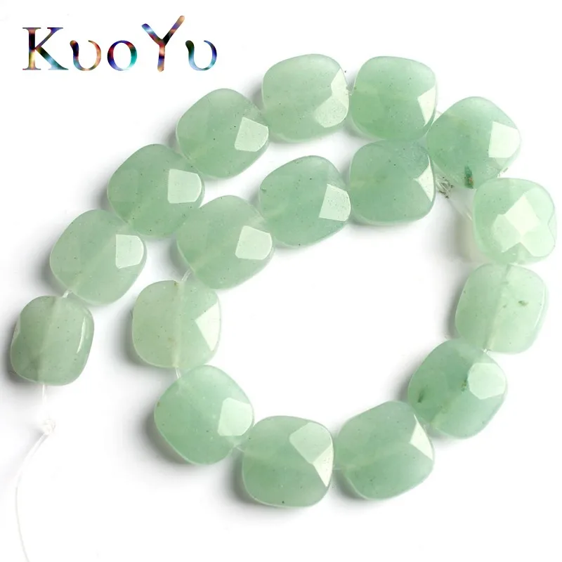 

12*12mm Natural Stone Green Jades Beads Faceted Square Loose Spacer Bead For Jewelry Making DIY Bracelet Necklace 7.5"Inches