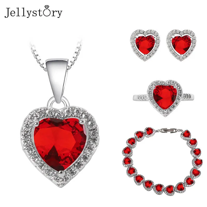 Jellystory Роскошные Ювелирные изделия Набор 925 серебряные ювелирные с принтом в виде