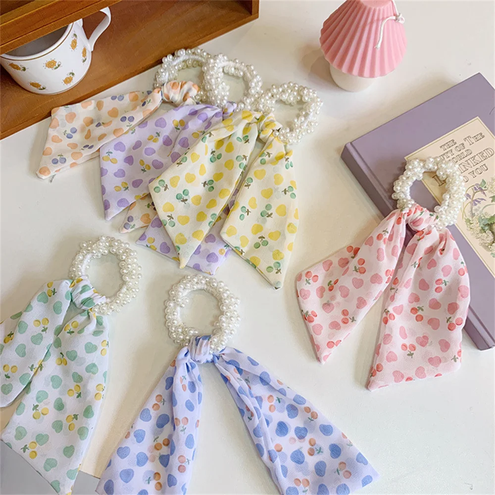 

Fashion Floral Print Sweet Scrunchies Solid Long Hair Ribbon Women Ponytail Scarf BEAUTIFUL Elastic Hair Band Hair Accessories