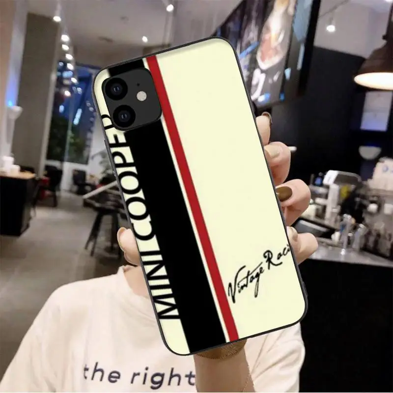 

ZFGHSHYQ MINI COOPERS Vintage Racing DIY Painted Bling Phone Case For Iphone 6 6s 7 8 Plus XR X XS 11 12 Pro Mini Max