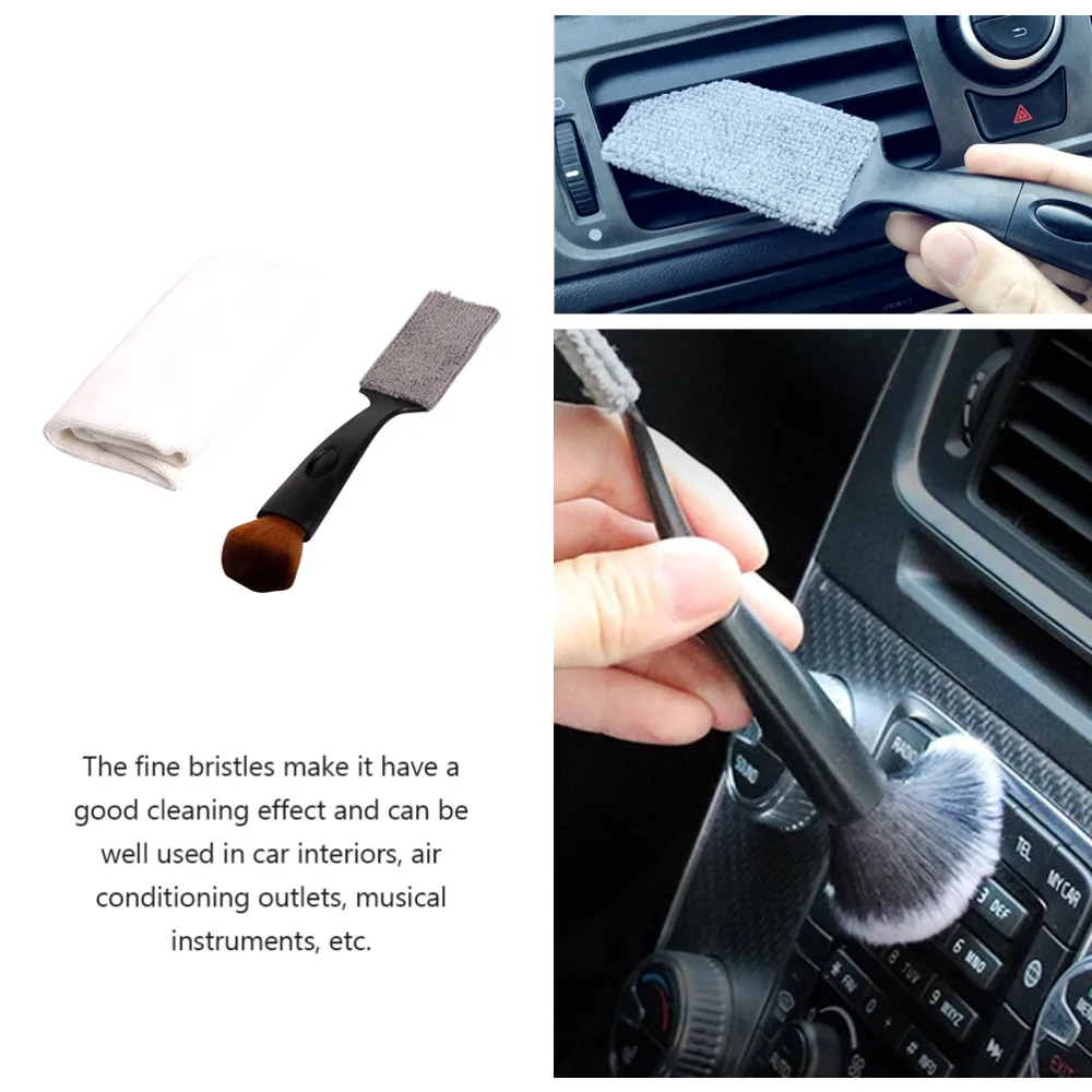 

1pc Chic Double End Duster Replaceable Cleaning Brush for Car Interior Guitar